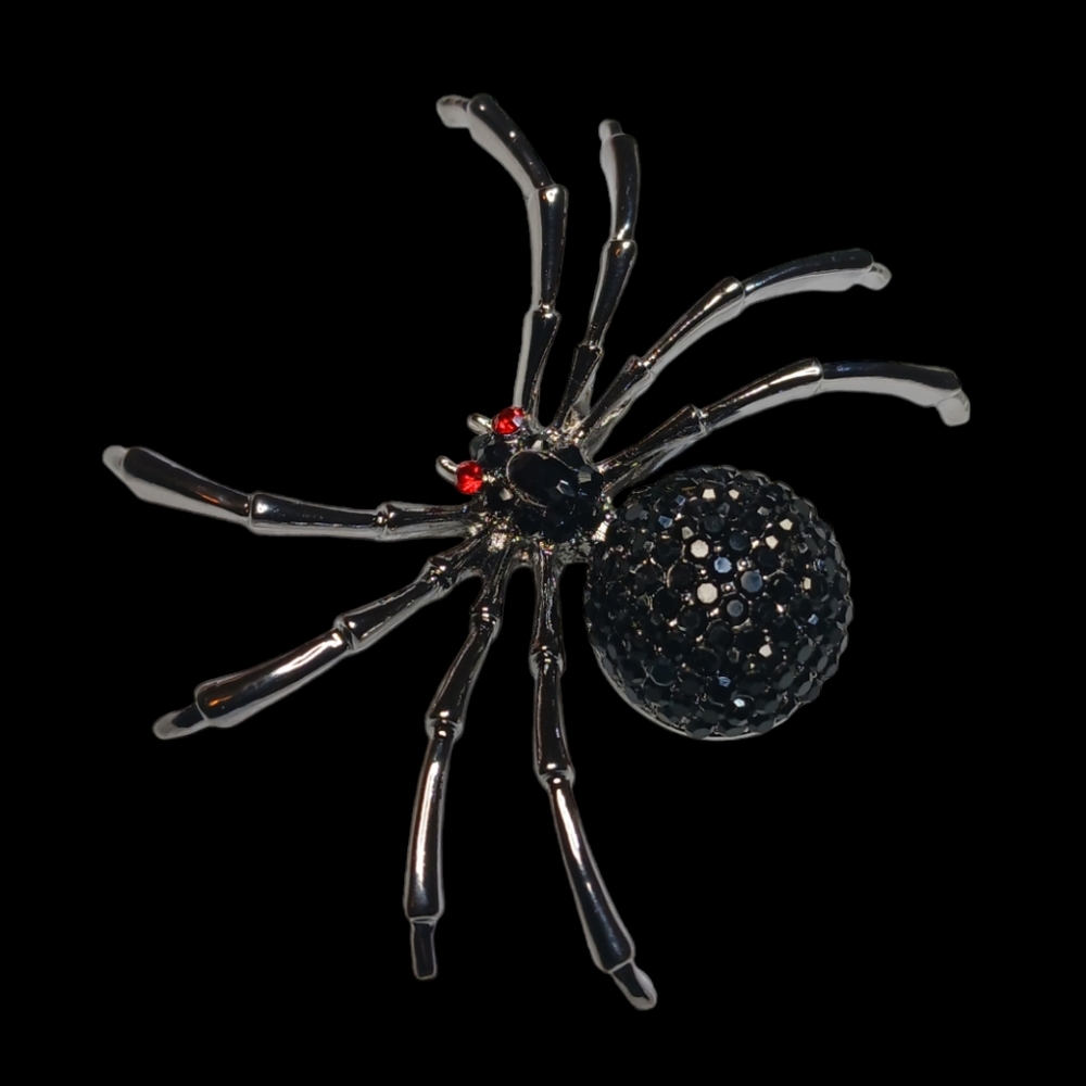 Bling Spider Pin Rhinestone Brooch - Picture 6 of 12